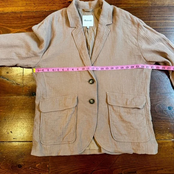 Madewell Tan- Cotton Linen Blend Relaxed Larsen Blazer-Size XL - Picture 14 of 14